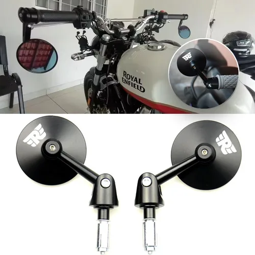 Para Royal Enfield Bullet/Meteor/Classic 350 500 Interceptor 650 CNC espejos de extremo de barra de motocicleta Retro manillar punta retrovisor