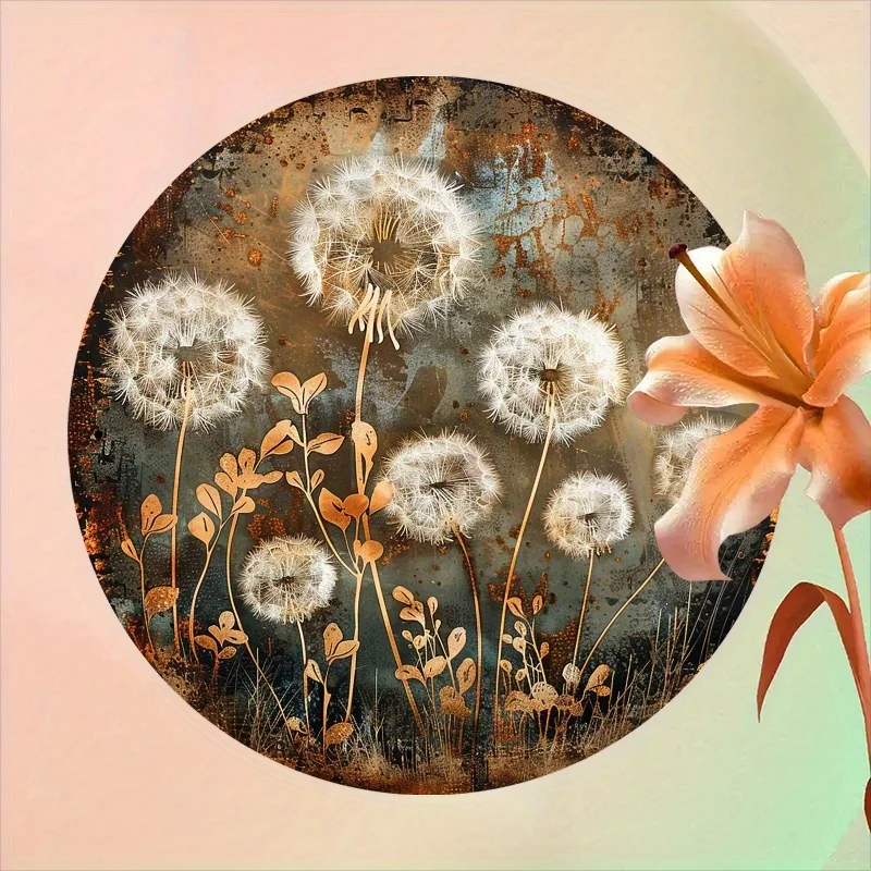 CIFBUY Vintage Rustic Dandelion Aluminum Wall Art Waterproof Durable Metal Sign for Living Room Kitchen Garden Office Decor