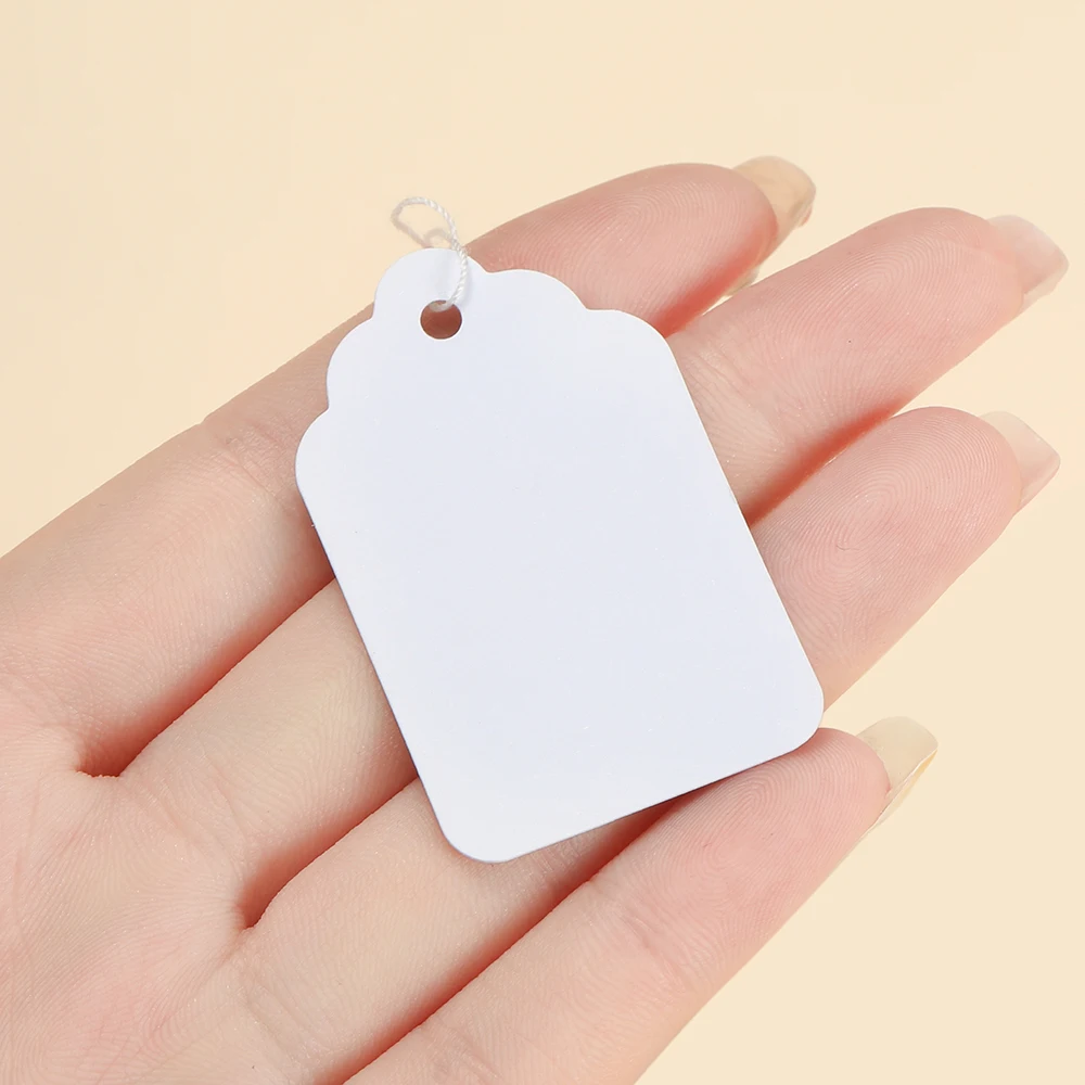 100 teile/los Preis Label Tags String Krawatte Uhr Schmuck Display Waren Preis Label Papier Karten Rechteckige Blank Preis Tag – Detail 10