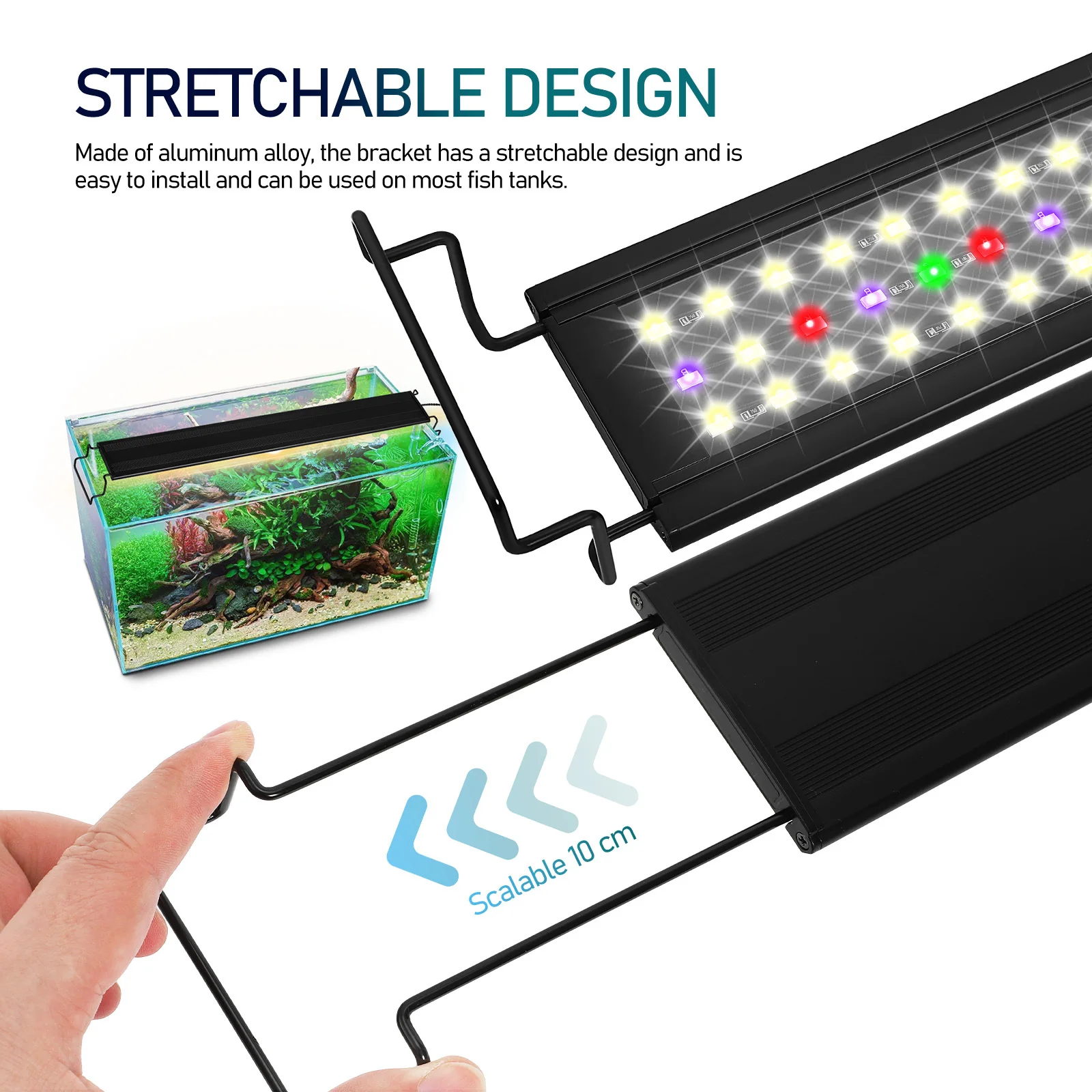 

Fish Tank Light Full Spectrum Led Adjustable Brightness Timer Aluminum Alloy For Aquarium Plants Saltwater Marine Tank