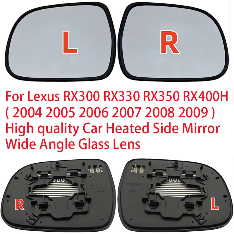 レクサス-rx300-rx330-rx350-rx400h-2004-2005-2006-2007-2008-2009-高品質車用加熱サイドミラー広角ガラスレンズ