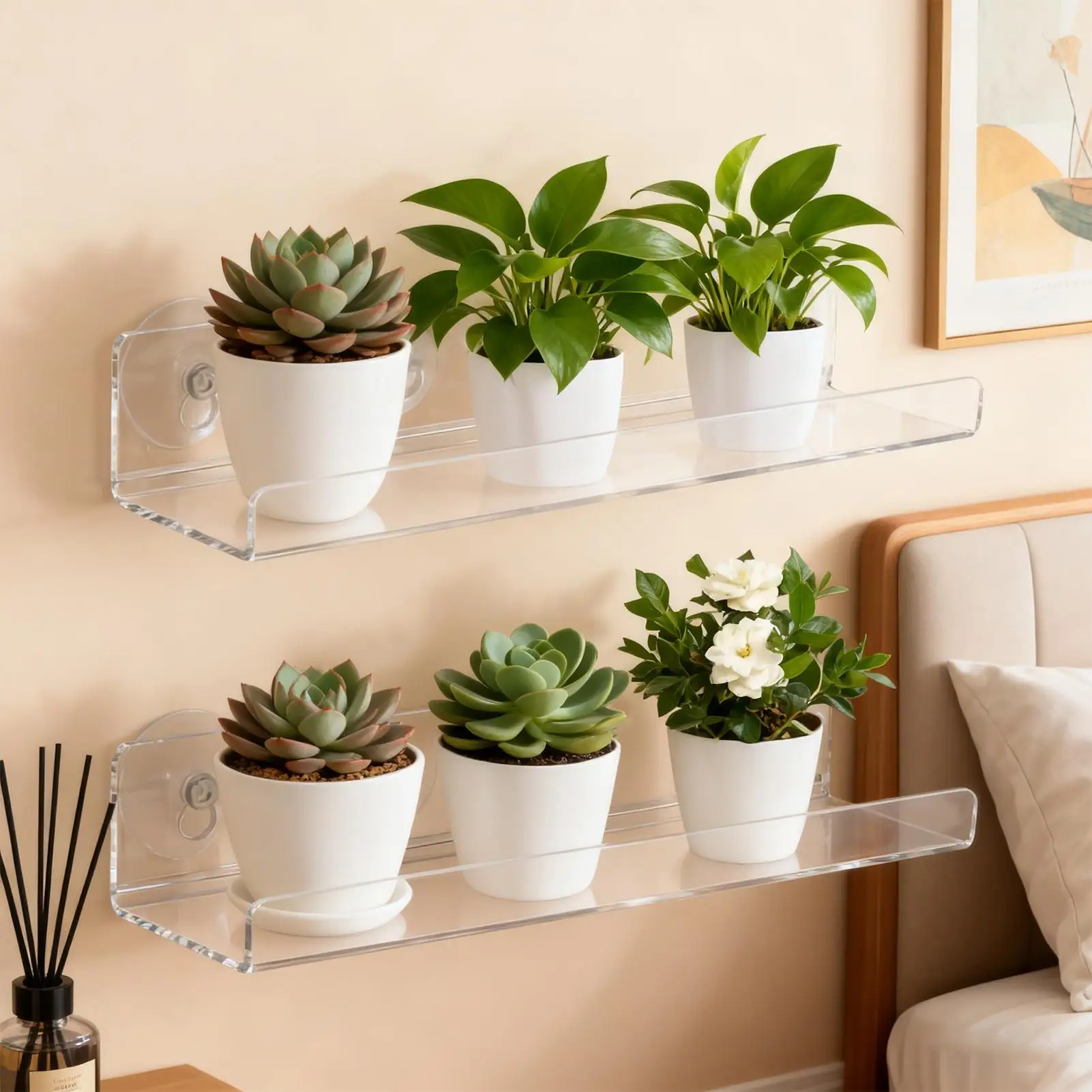 

Полка для растений для окна, 2 шт., прозрачная подставка для цветов на присоске, стеллаж для комнатных растений для дома, квартиры, любителей природы