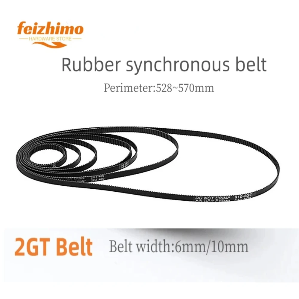 

2GT GT2 Width 6/10mm Black Rubber Belt Synchronous Belt Circular Belt Circumference 528-570mm 3DPrinter Accessories Suitable For