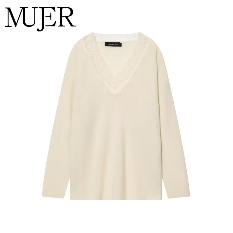 

MUJER кружевные вязаные джемперы женские пуловеры мягкие вязаные свитера для женщин повседневный трикотаж топы женские свободные трикотажные женские свитера