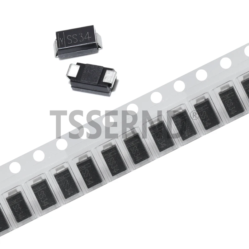 50pcs SS34 SMD Diode 3A/40V Schottky Diodes SMA Package Type A DO-214AC Model 1N5822