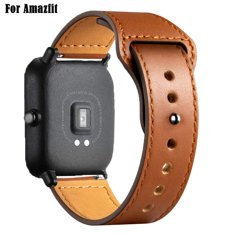 20mm/22mm leather band For Amazfit GTS 3/2/2e/GTS2 Mini/GTR 42mm/47mm/GTR 3/Pro/stratos 3 Bracelet Amazfit bip/pace Watch strap