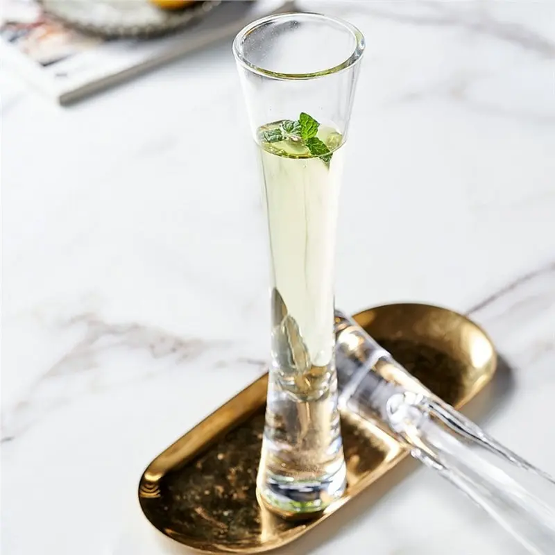 PDQ Crystal Champagne Flutes - Handleless Glitter Glasses for Weddings and Parties