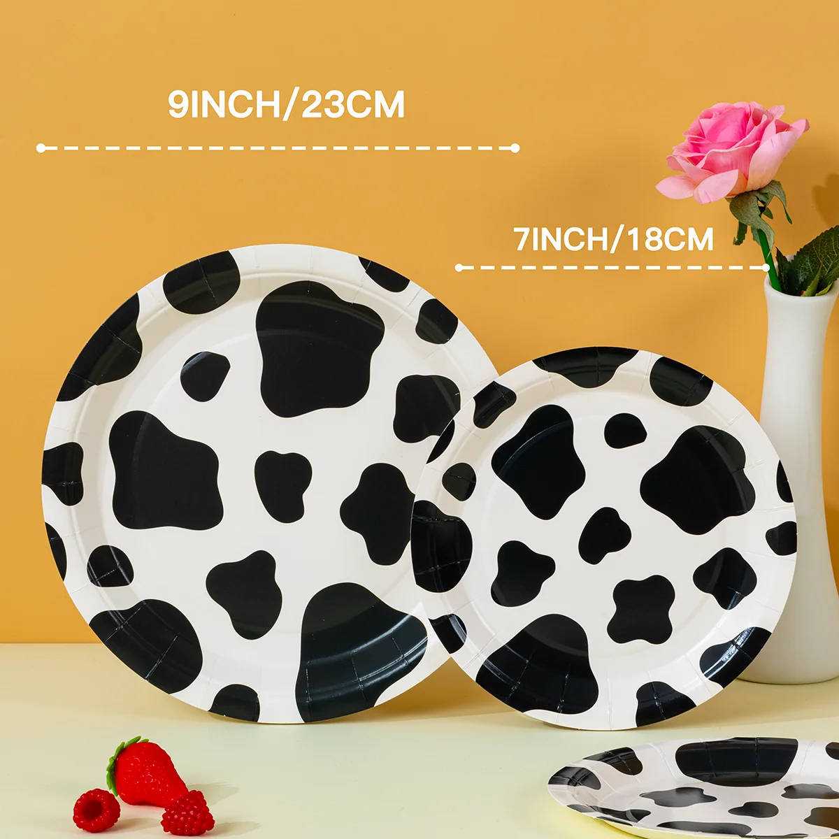 10/25/50pcs Disposable Cow Paper Plates Black White Pattern for Farm Animal Western Themed Party Supplies image 3