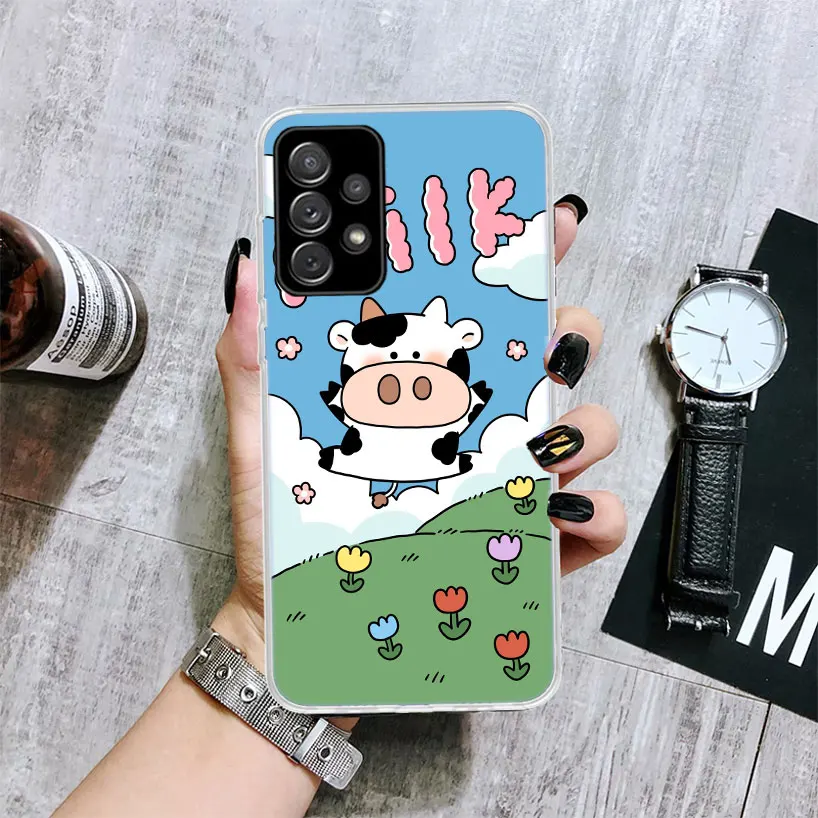 Dairy Cattle Cow Speckle Cute Soft Phone Case for Samsung Galaxy A51 A50S A41 A31 A21S A11 A71 A70 A40 A30S A20E A10 A6 A7 A8 + 