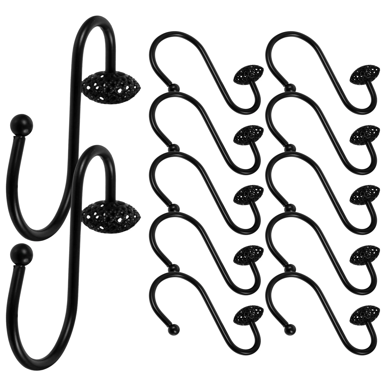 

12 Pcs Curtain Hooks Lightweight Iron Easy Colors Decorative Shower Bath Bedroom Rod Hangers