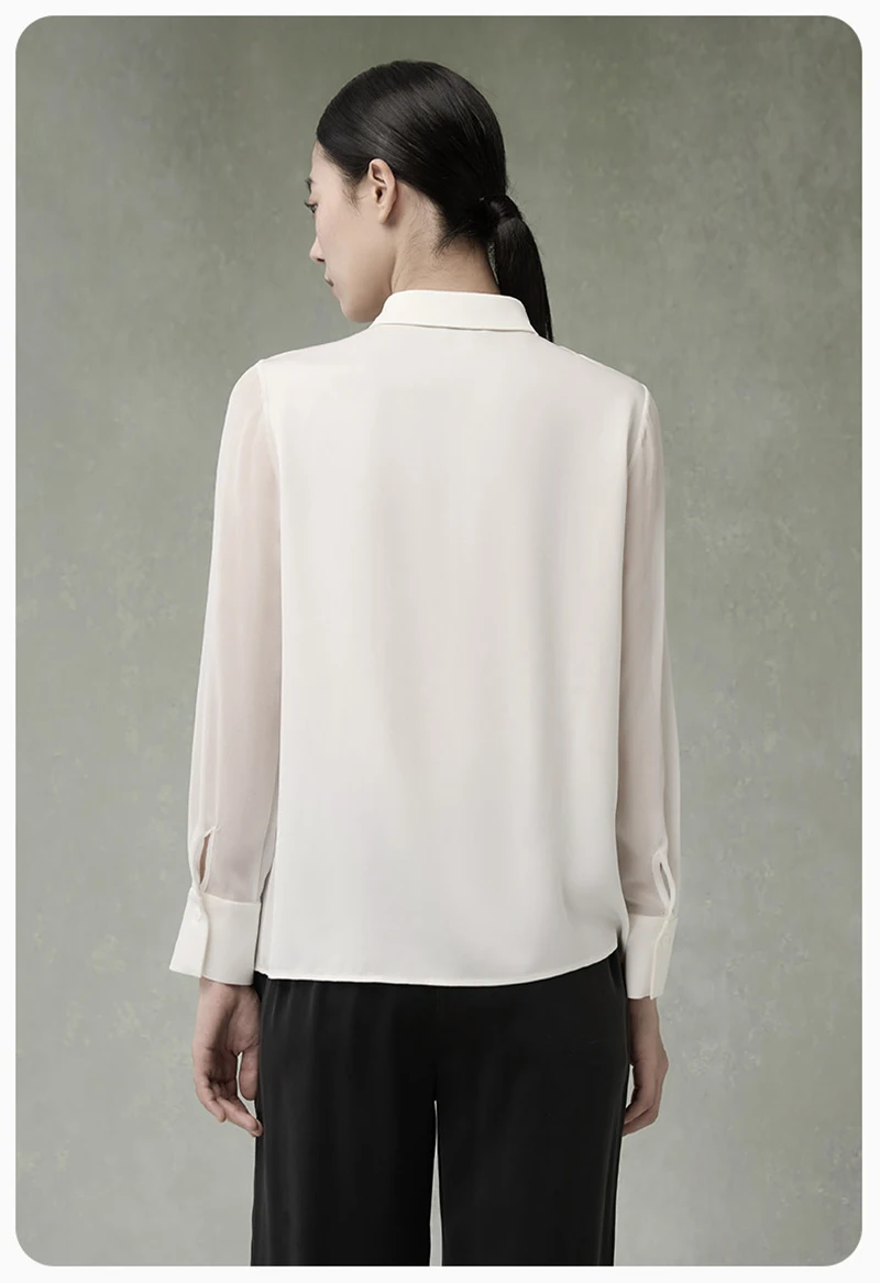 High-end Silk Women's Shirt Elegant and Graceful Long-Sleeved Casual Top Soft Fine, Lightweight Cool Spring and Summer Wear