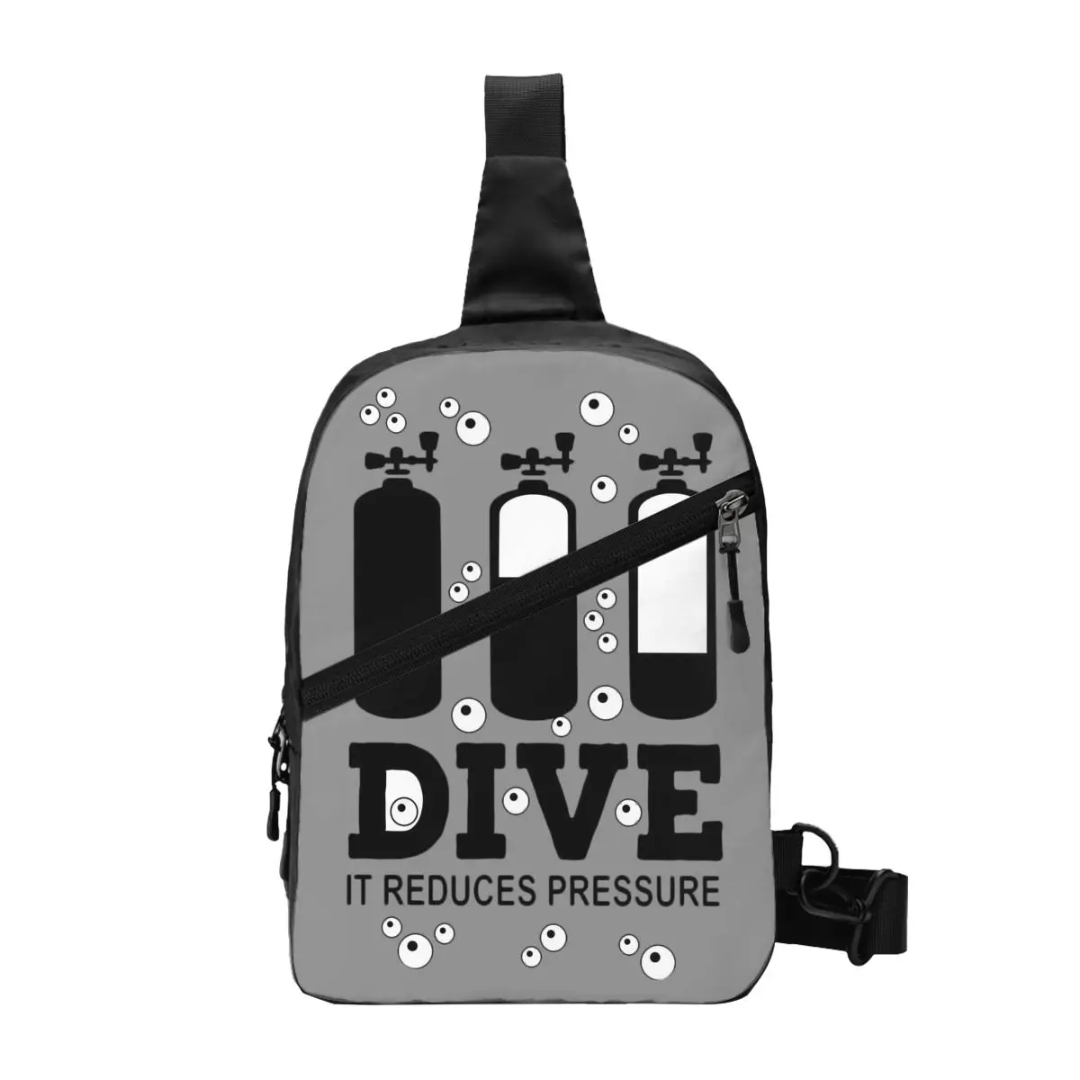 

Custom Scuba Diving Crossbody Sling Backpack Men Dive Diver Quote Shoulder Chest Bag for Traveling Daypack