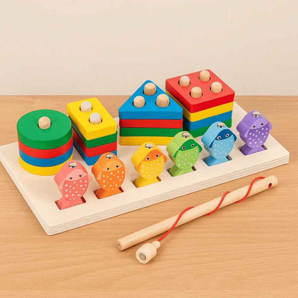 Color Recognition Wooden Magnetic Fishing Game Early Education Interactive Matching Board Game Puzzle Montessori