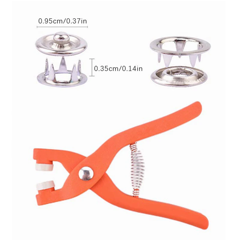 Pince à boutons de couture en métal, outil à cinq griffes, boutons à pression en métal, point de vêtements, attache gratuite, outils de couture de sécurité, 100 pièces