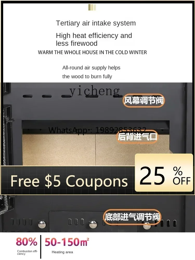 

Real Fire Oven Fireplace Wood Burning Fire Heating Stove Firewood Burning Fire Villa Rural Embedded Stove