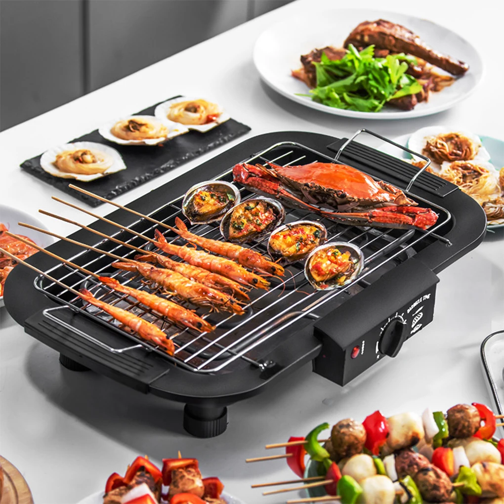 Electric Indoor BBQ Pan Smokeless Cooking Versatile Options Durable And Reliable Smokeless Indoor Black US