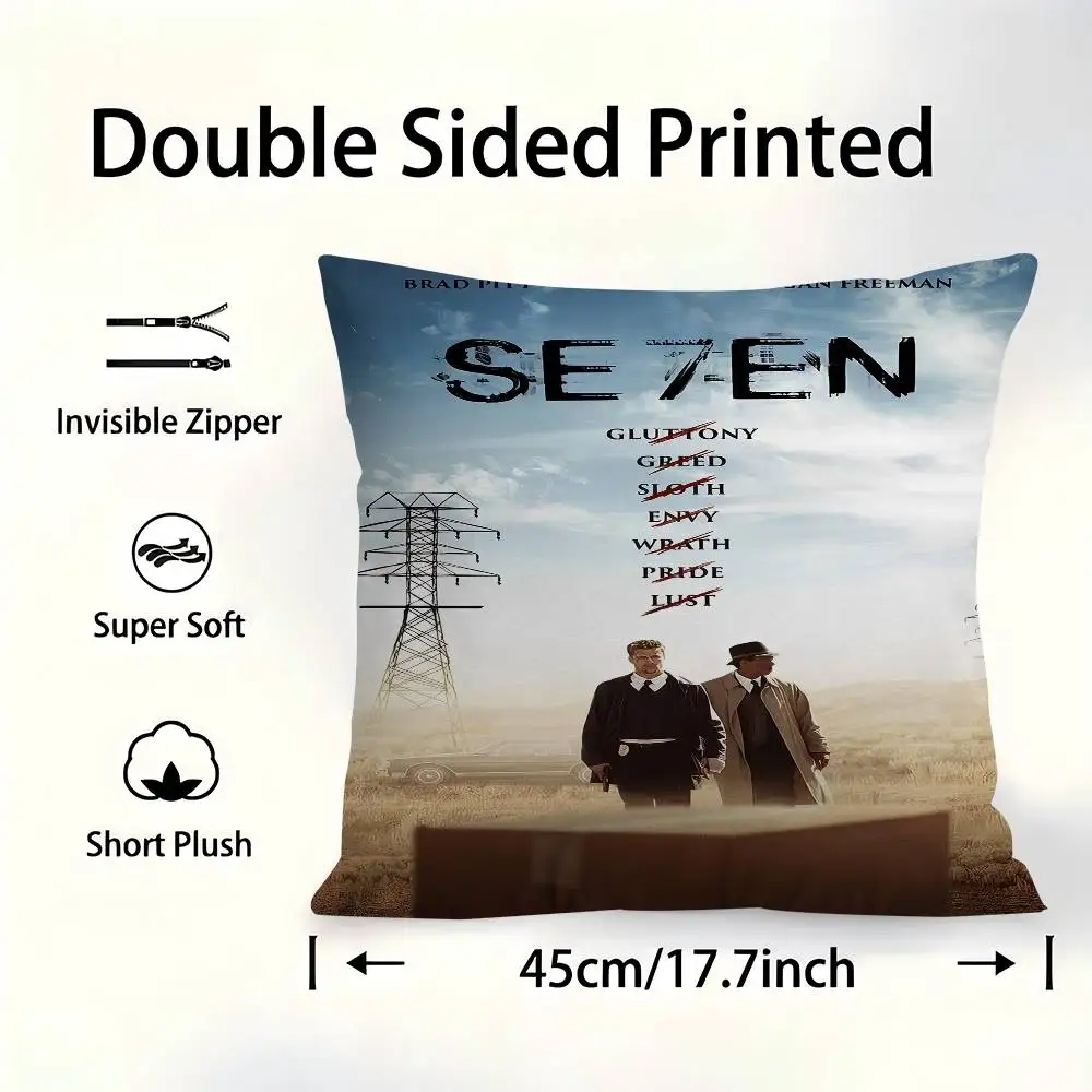 

Seven Se7en Movie Pillow Covers Cartoon Sofa Decorative Home Double-sided Printing Short Plush Cute Cushion Cover