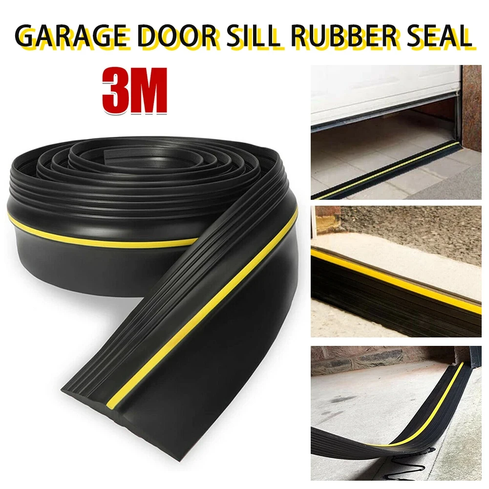 Garage Door Bottom Threshold Seal Strip Waterproof Weatherstrip Windproof Easy Cut Weatherproof Lightweight Weather Stripping