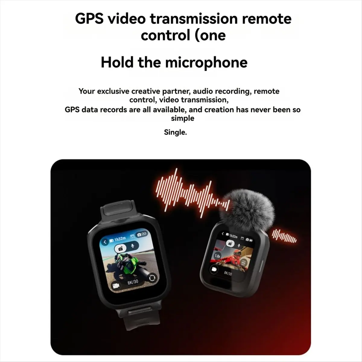 Punctual- For Insta360 X5 GPS Preview Remote with Built-in Mic 160m Range LCD Touchscreen Watch Control for Insta360 Ace Pro 2