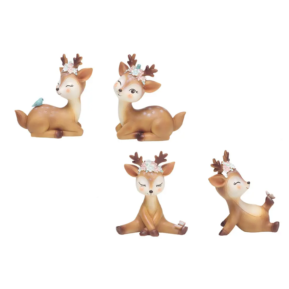 

4 Pcs Deer Decorations Exquisite Figurine Resin Ornament Mini Figurines Home Adornment Cake