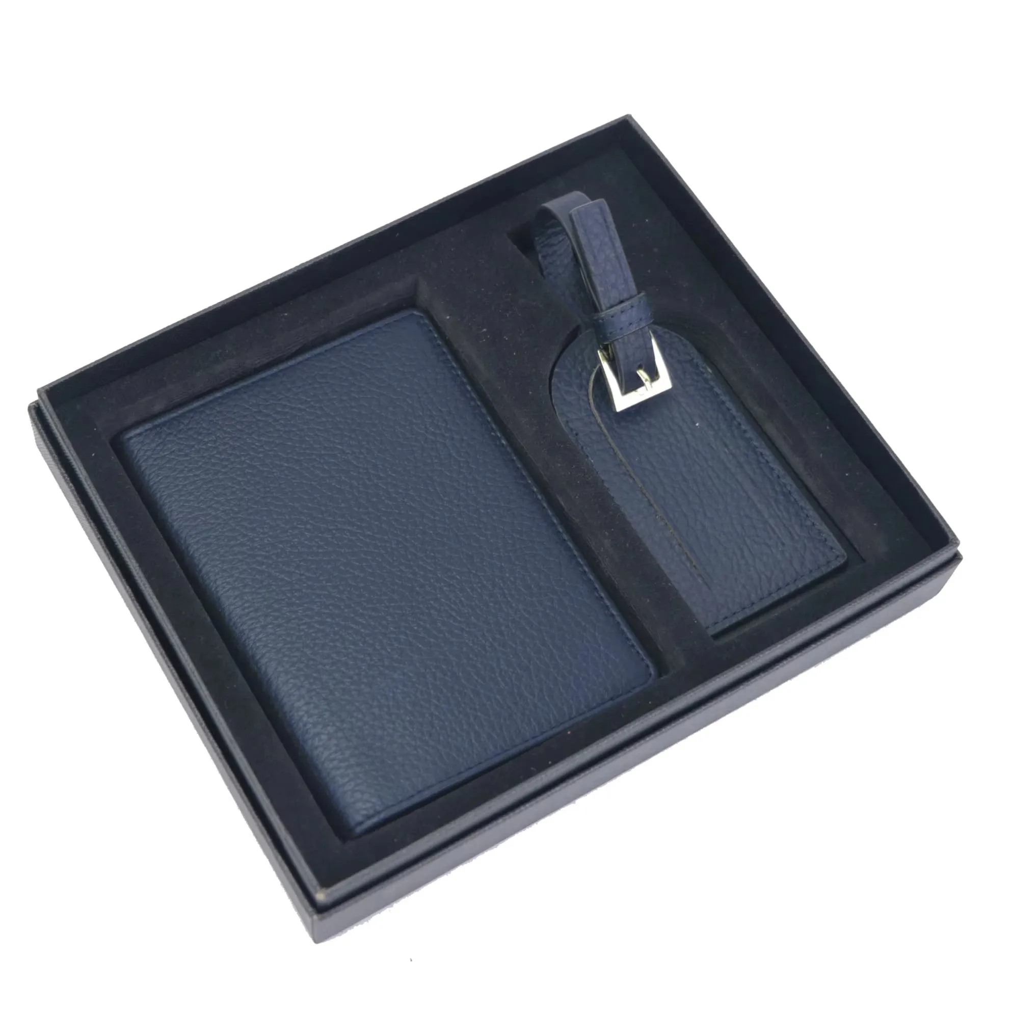 مجموعة صناديق هدايا بأحرف أولية من جلد البقر وحامل جواز السفر وبطاقة الأمتعة وغطاء جواز السفر وإكسسوارات السفر #4