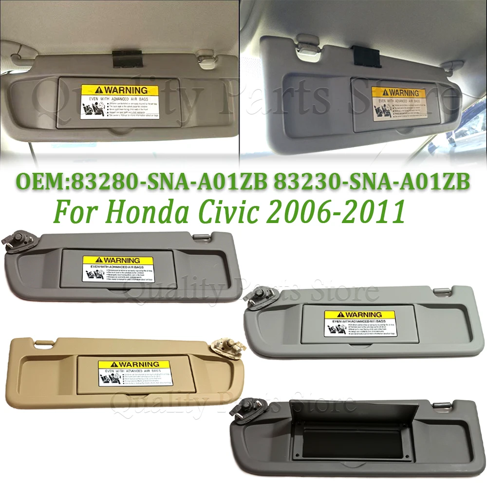 Parasoles para Honda Civic 2006 2007 2008 2009 2010 2011, Gris/Beige/Gris Oscuro/Gris Cálido, 83280-SNA-A01ZB 83230-SNA-A01ZB