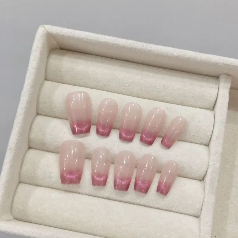 

Handmade Gradient Korean Simple Resuable False Nails Artifical Nail Tips with Box and Tools Medium Coffin Girl Press on Nails