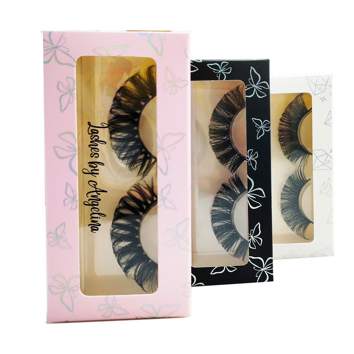 Wholesale Heart Lash Boxes Russian Eyelashes Box Package Custom Natural lash Packaging  Logo 18-25 MM  Black Butterfly Packaging