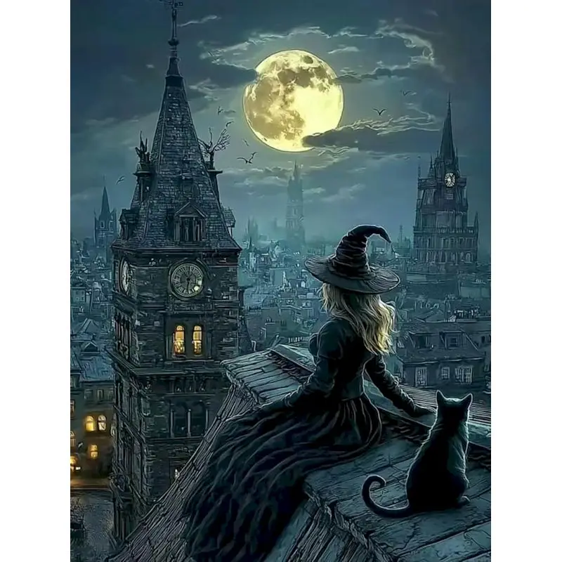 RUOPOTY Halloween Diy Diamant Stickerei Hexe Schloss Volle Runde Quadrat 5d Diamant Malerei Kunst Home Dekoration Handgemachtes Geschenk