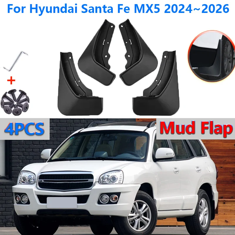 

Для Hyundai Santa Fe MX5 2024 ~ 2026 2025 автомобильные брызговики, защитные чехлы для передних и задних колес, крылья, автоаксессуары