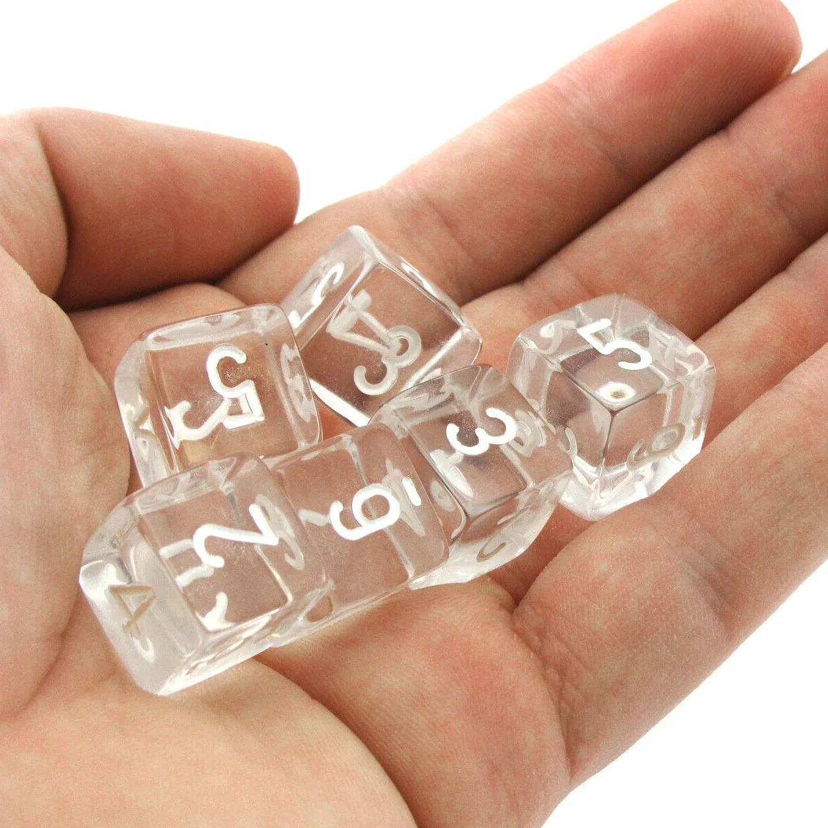 7Pcs Dice Set d4 d6 d8 d12 d20 Clear Transparent Polyhedral Effect Multi Sided Dice Role 1 2 3 4 5 6 Table Games