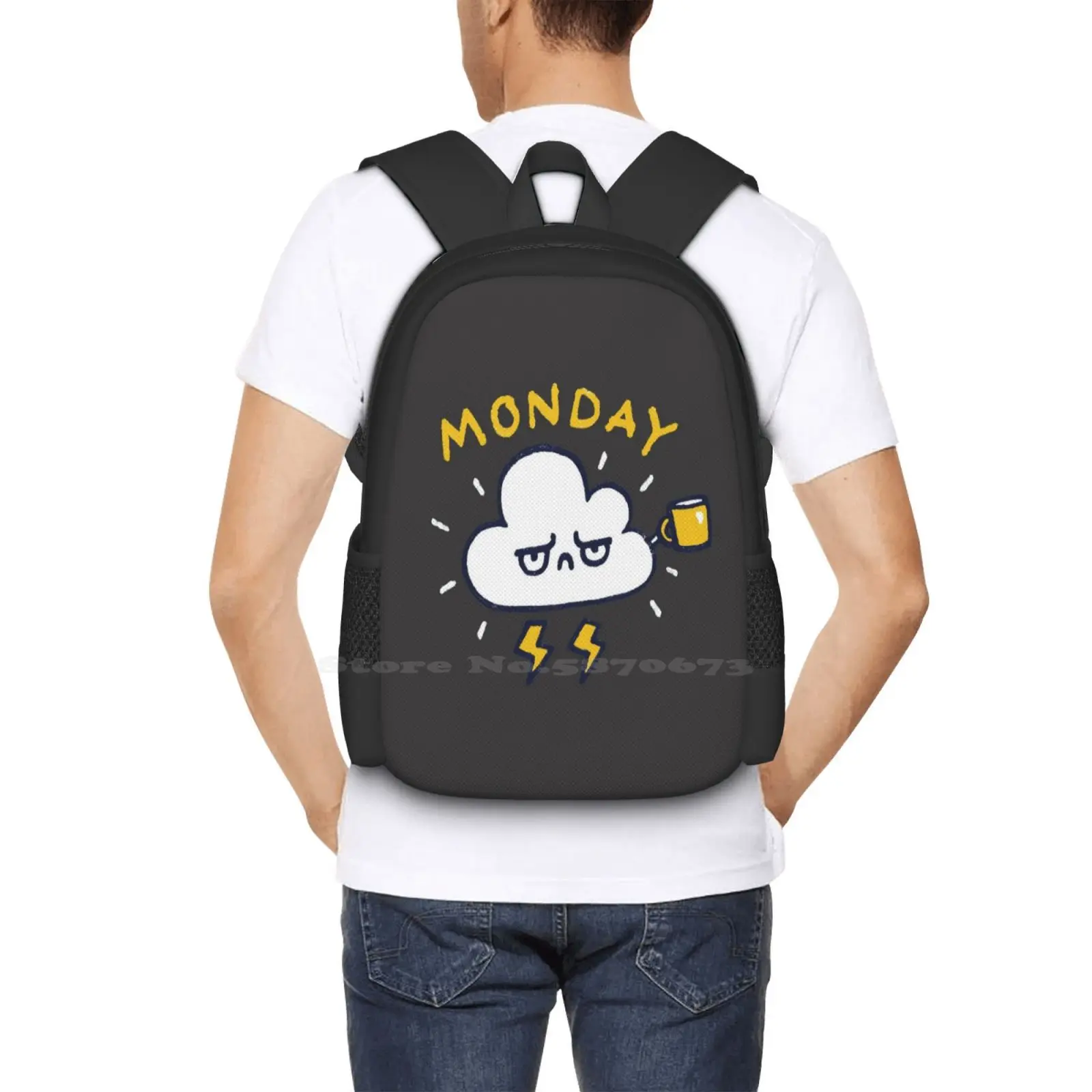 Another Monday Pattern Design Bag Student'S Backpack Coffee Shop Cup Of Coffee I Want Coffee Quarantine Social Distancing Funny