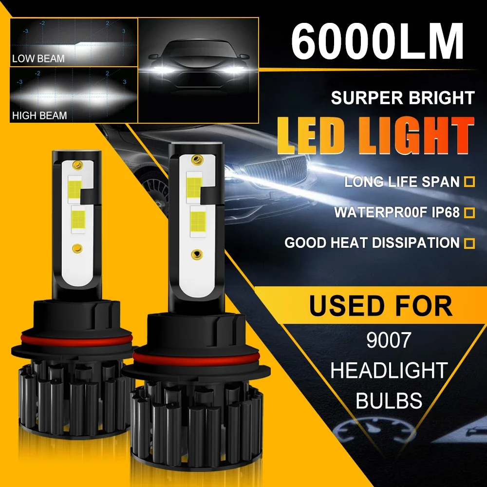 

Get Noticed with Green Lemon Car Headlight Bulbs LED 9007 HB5 3000K 48W 12000lm