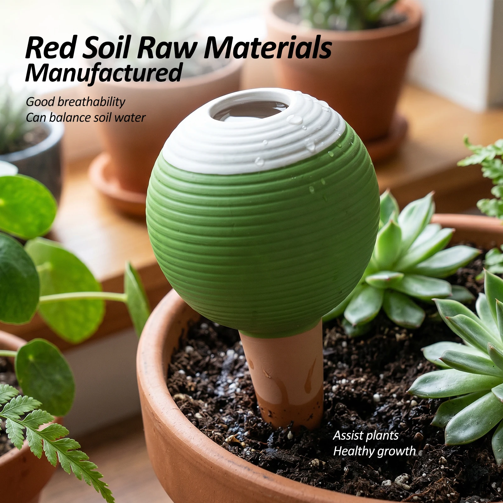 4Pcs Terracotta Self Watering Globe 430ml Colorful Spherical Automatic Plant Watering Spike Garden Planter Insert Waterer Device