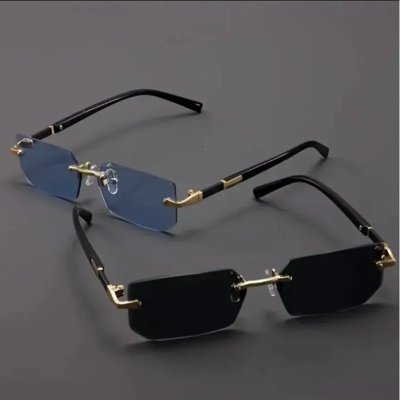 Rimless Sexy Sunglasses Rectangle Fashion Popular Women Men Shades Small Sun Glasses for Female Male Traveling Oculos