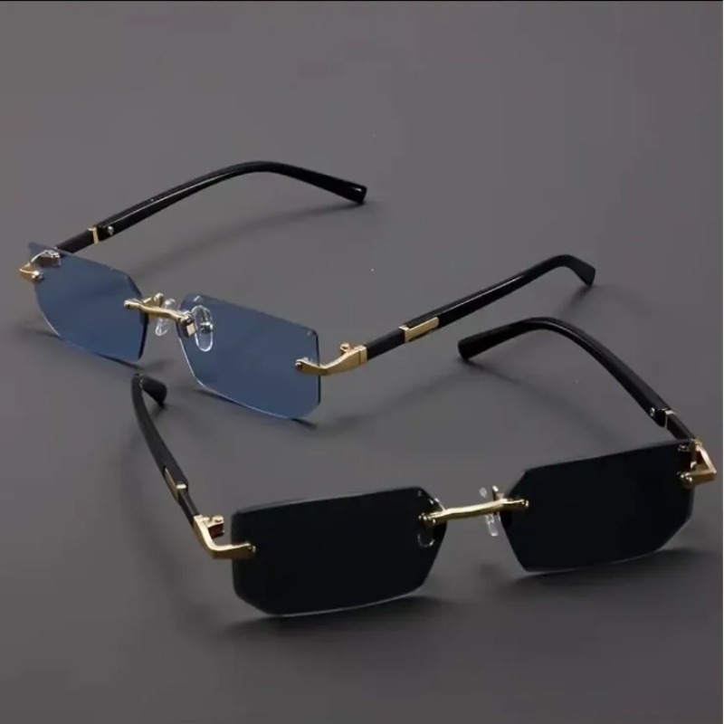  Rimless Sexy Sunglasses Rectangle Fashion Popular Women Men Shades Small Sun Glasses for Female Male Traveling Oculos 