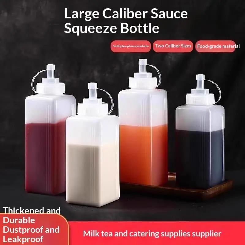 Hot Large Mouth 600/800/1000ML Squeeze Sauce Bottle Condiment Dispenser Dustproof Kitchen Seasoning Salad Sauce Olive Oil Bottle