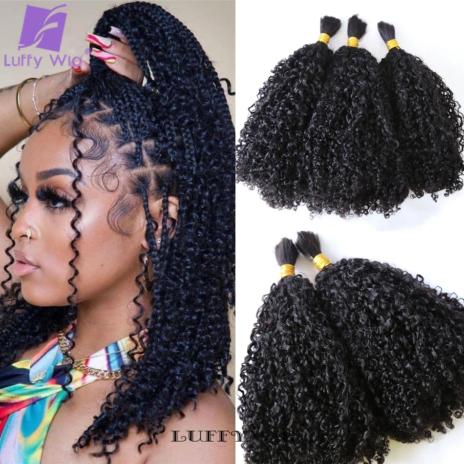 

Kinky Curly Bulk Human Hair for Braiding No Weft Double Drawn Full Ends Mongolian Afro Kinky Curly Hair Bulk for Boho Braids