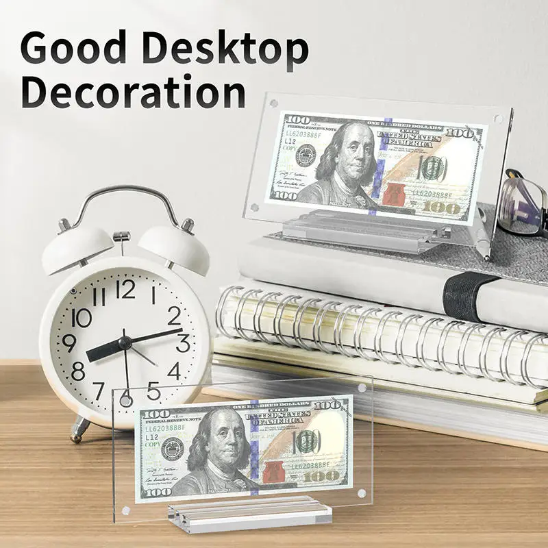 Desktop Banknote Display Frame Transparent Paper Currency Collection Stand Frame For Collectors Ticket Protector Home Decoration