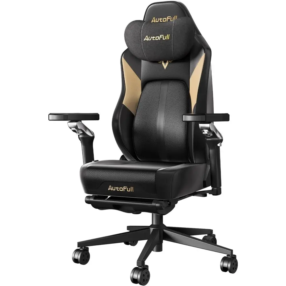 

Ergonomic Gaming Chair with Ventilated and Heated Seat, 360° Swivel Armrests, Auto Lumbar Support, and Footrest, Black