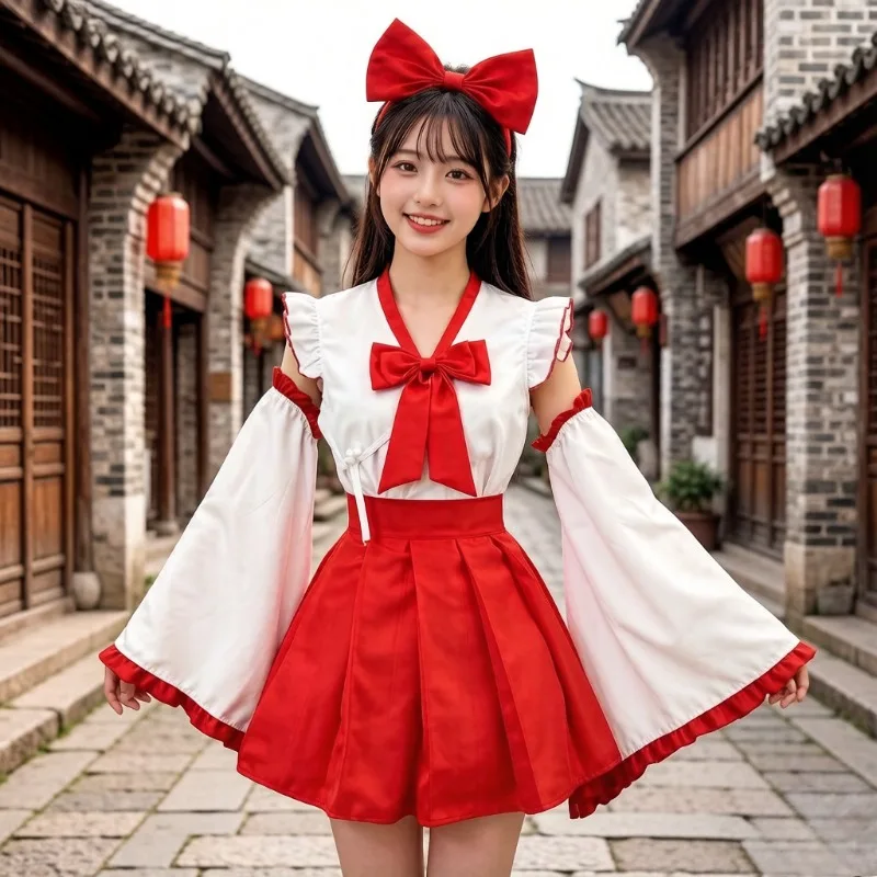 

Plus Size Japanese Miko Outfit, Kimono Style Halloween Costume, Home Dance Wear, Stage Cosplay Party Festive Role Play Apparel