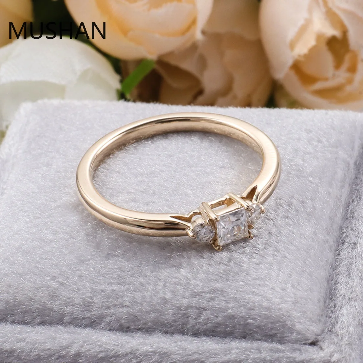 MUSHAN Luxury Custom 14K 18K Gold Rings Band Jewelry With Moissanite Diamond Lab Grown Gemstones Diamond Wedding Ring For Women view 3