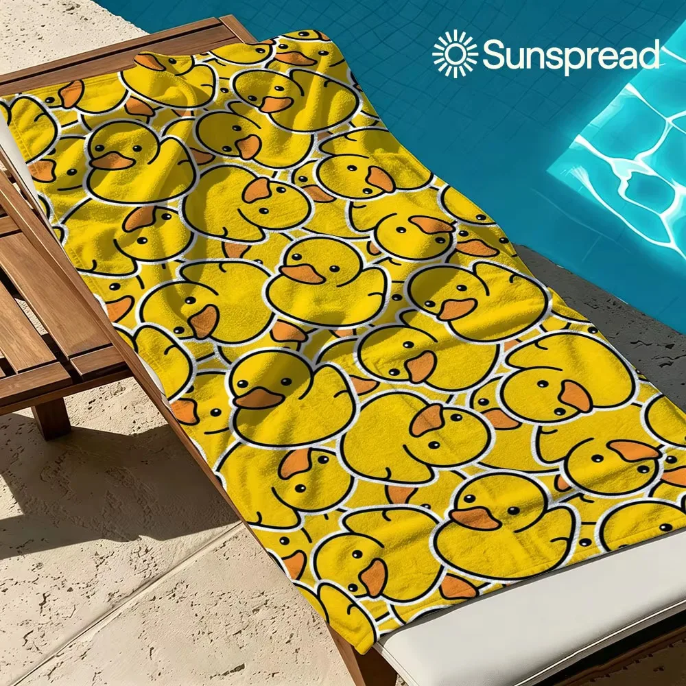 Serviette de plage en microfibre à séchage rapide, motif canard jaune, légère, pour la natation, le camping, le yoga, la plage et les activités de plein air