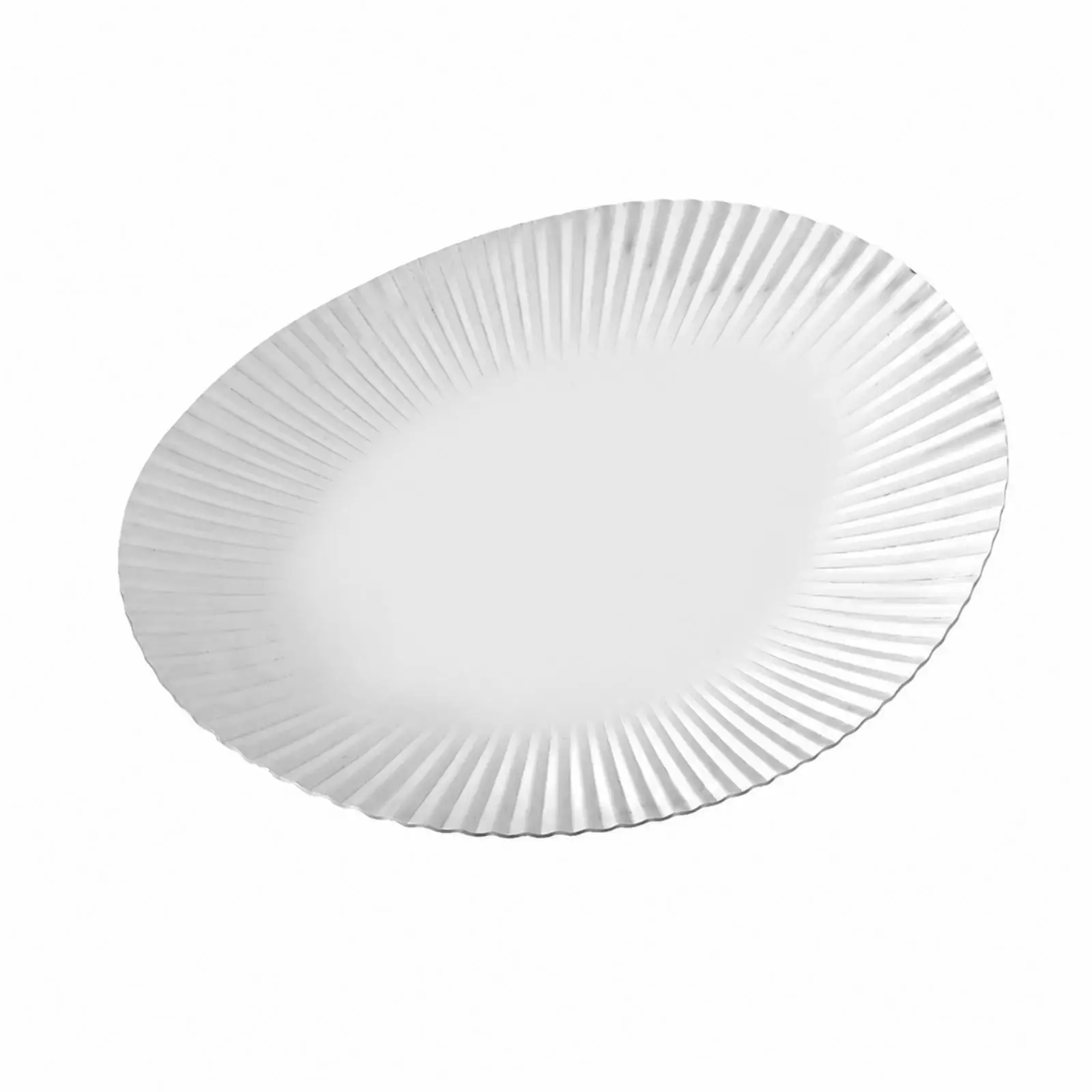 Polished Stainless Steel Snack Tray Shallow Fluted Plate for Fruit Dessert Serving Kitchen Counter Display