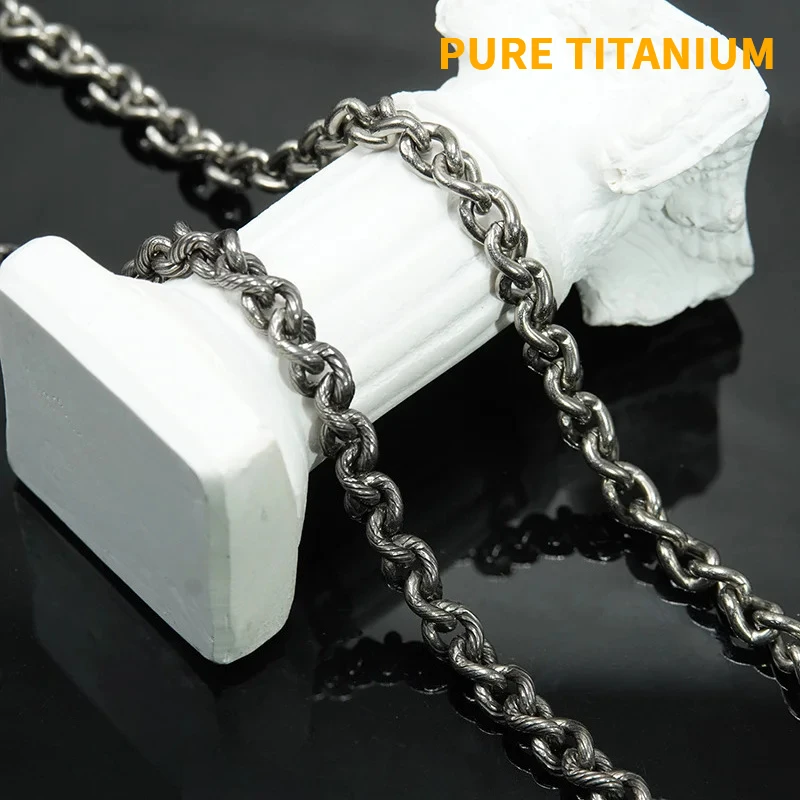 

New 5mm Solid Pure Titanium Link Chain Necklace Punk Rock Unisex Yabi Vintage Anti-Allergy Twist Chain Necklace Jewelry Gifts