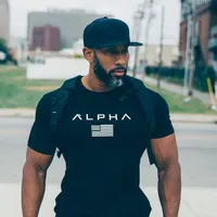 Muscle Brothers Men's Short Sleeve round Neck Sport T-shirt Summer Running Fitness Training Clothing Alpha Dry Quick-drying
