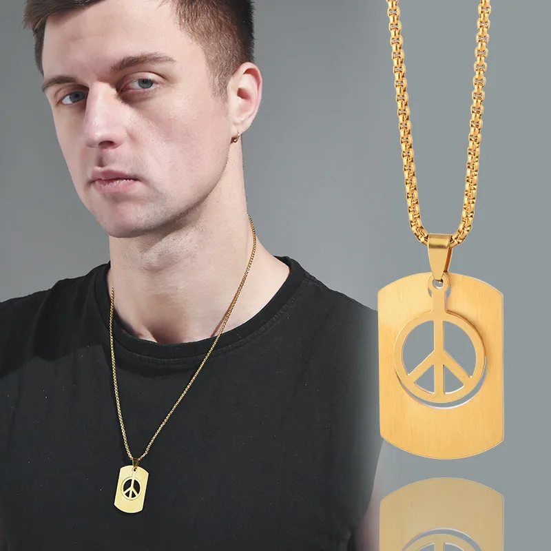 Hip-hop fashion individual student pendants for men and women, retro and simple necklaces with anti-war and peace symbols