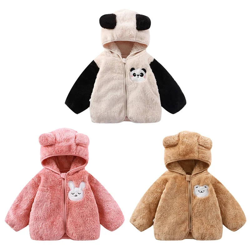 

Детская осенне-зимняя теплая верхняя одежда для детей 1-5 лет, флисовые куртки с капюшоном из ягненка для девочек и мальчиков, повседневная детская одежда, утепленные пальто для малышей