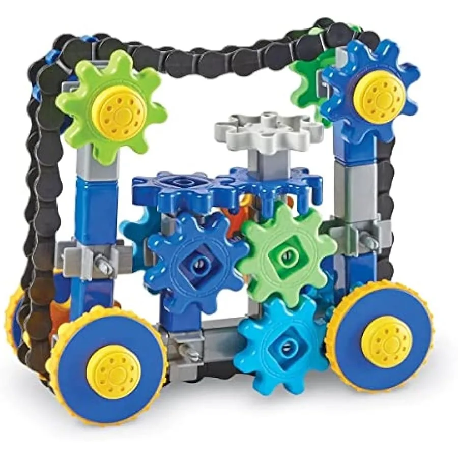 Learning Resources Gears! Gears! Gears! Treadmobiles Building Set STEM Toys Develops Early Engineering Skills 108 Pieces Ages 5