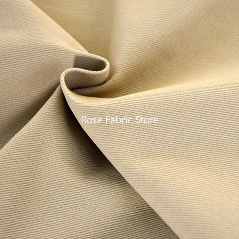 1 Meter Cotton Thick Twill Singledrill Khaki Cloth Fabric Carbon Brushed Washed Fabrics For Coat Pants Jackets 530G/M Tissu